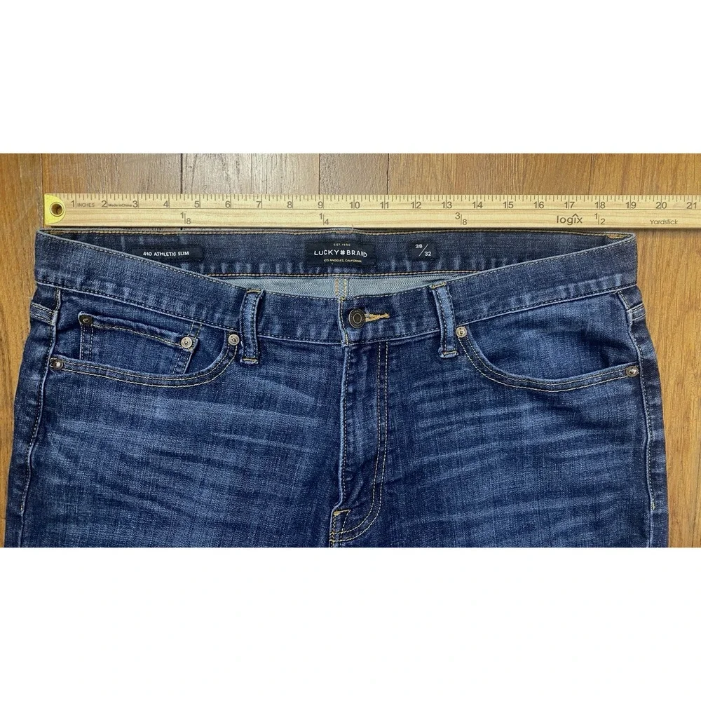 Lucky Brand Jeans Mens 38x31 Whiskered 410 Athletic Straight Leg Stretch Comfort